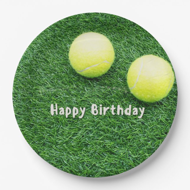 Tennis Happy Birthday  Paper Plate (Front)