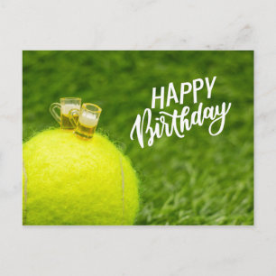 Tennis Happy Birthday Tennis ball with beer Postca Postcard