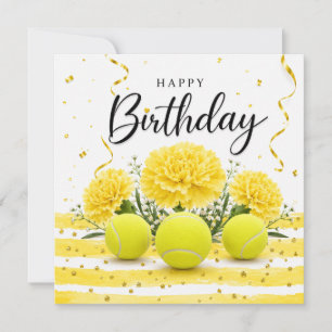 Tennis Happy Birthday with flowers