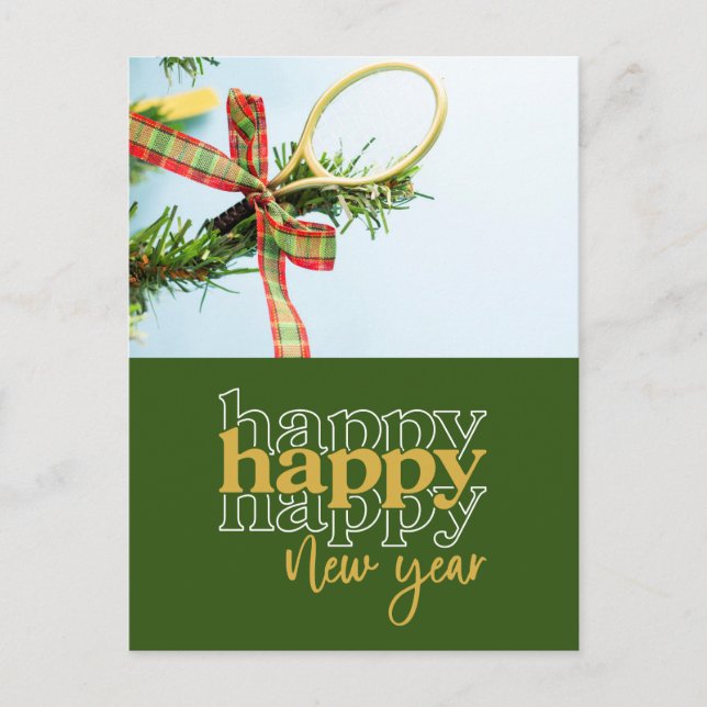 Tennis Happy New Year  Holiday Postcard (Front)