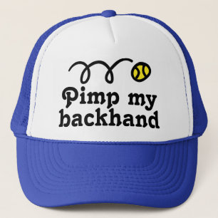 Tennis hat with funny slogan and bouncing ball