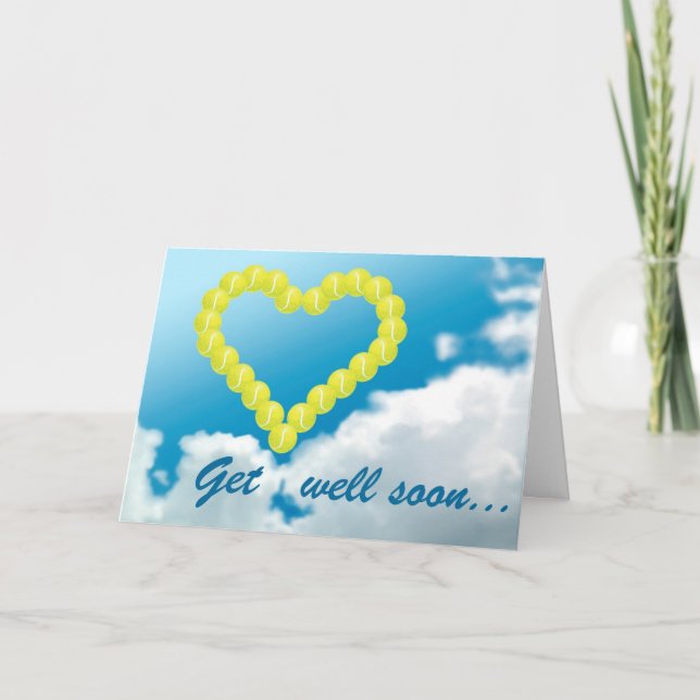 Tennis heart get well soon personalized card (Front)