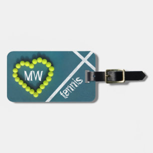 Tennis heart love personalized luggage tag