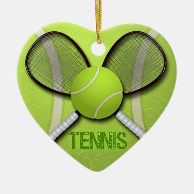 TENNIS HEART ORAMENT CERAMIC ORNAMENT (Front)