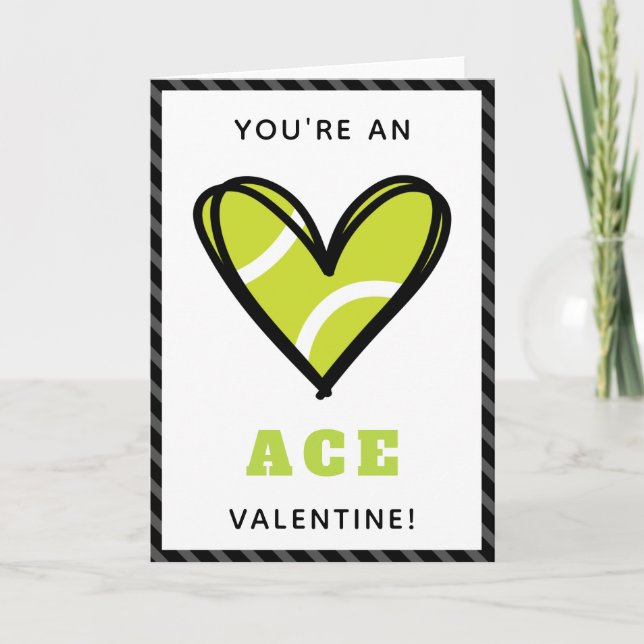 Tennis Heart Valentine's Day Kids Coach Fun Sport Card (Front)