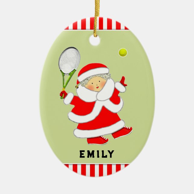 Tennis Holiday Gift Ceramic Ornament (Front)