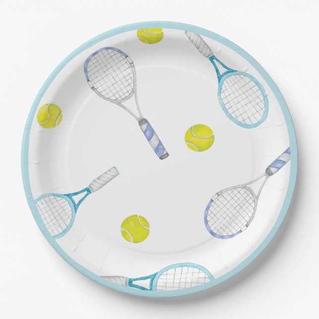 Tennis Inspired Birthday Paper Plates (Front)
