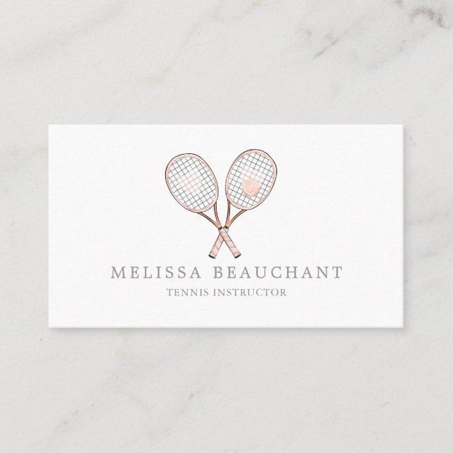 Tennis Instructor Coach Custom Elegant Template Business Card (Front)