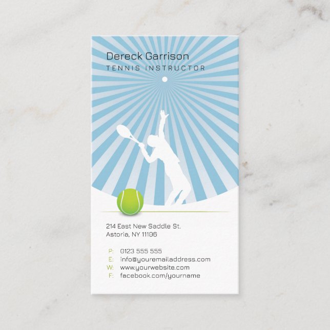 Tennis Instructor | Professional Business Card (Front)