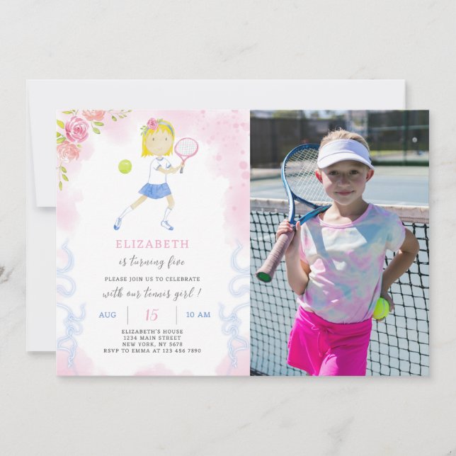 Tennis Invitation Anniversaire Avec Photo (Devant)