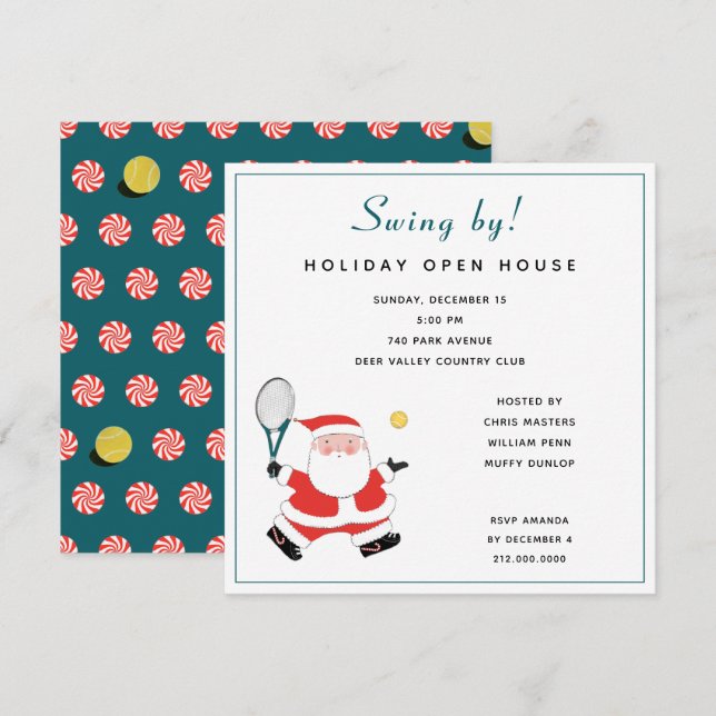 Tennis Invitations fêtes de Noël (Devant / Derrière)