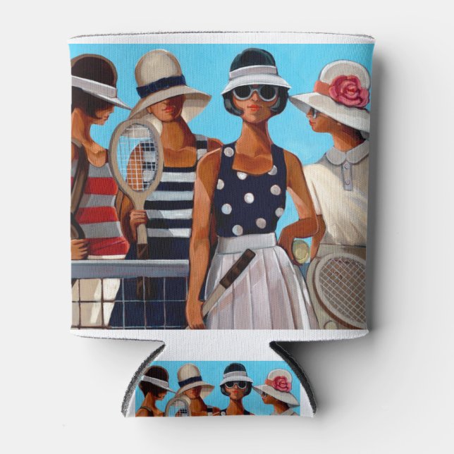 Tennis Ladies by Trish Biddle Can Cooler (Front)