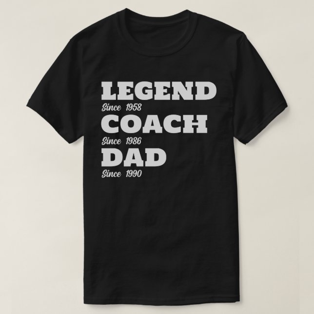 Tennis Legend Coach Dad - Custom Dates T-Shirt (Design Front)