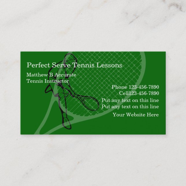 Tennis Lessons Business Cards (Front)