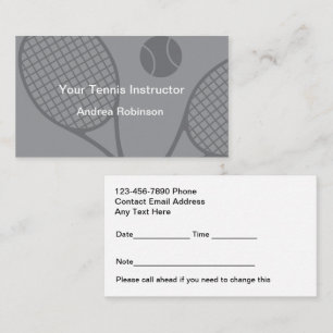 Tennis Lessons Class Appointment Reminder Card