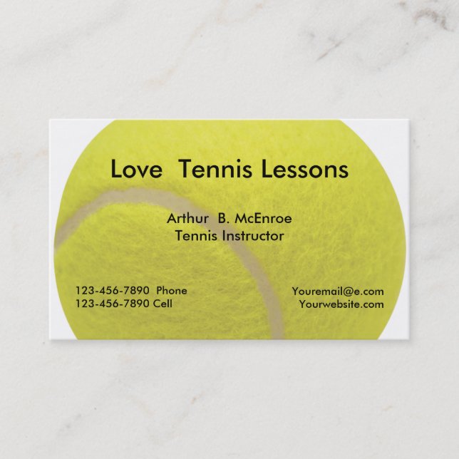 Tennis Lessons Instructor Business Card (Front)