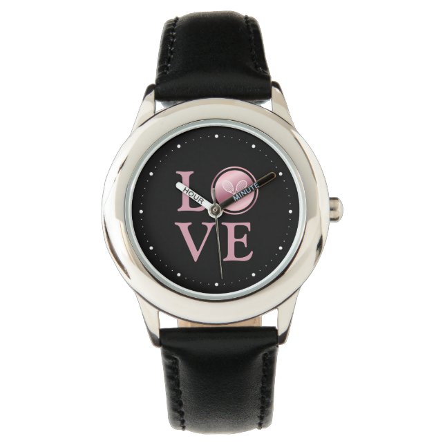 Tennis Love Classy Rose Gold Player Coach Pink Watch (Front)