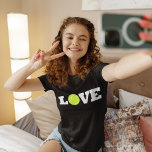Tennis LOVE Girls T-Shirt<br><div class="desc">A simple and lovely t-shirt for young tennis players,  with several beautiful t-shirt colours to choose from. Perfect for wearing to tennis practice!</div>