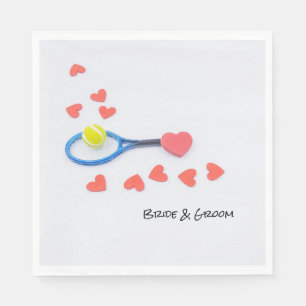 Tennis love with tennis ball and racket wedding napkin