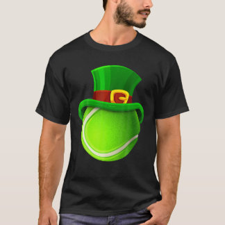 Tennis Lover St Patricks Day Ball Leprechaun Hat T-Shirt
