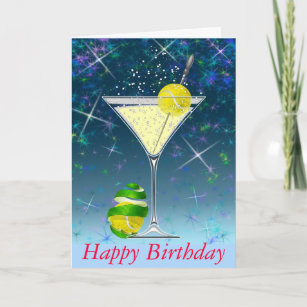 Tennis Martini Happy Birthday Card