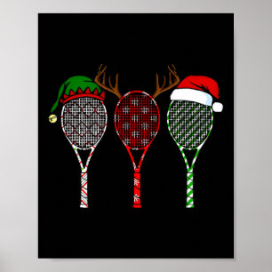Tennis Merry Chistmas 3 Tennis Racket Christmas Poster