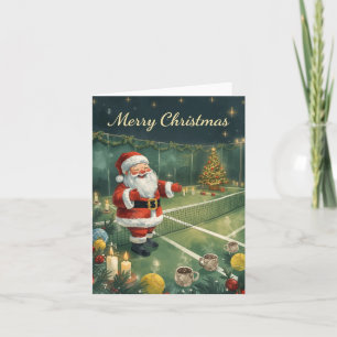 Tennis Merry Christmas Santa Claus in the court Holiday Card
