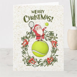 Tennis  Merry Christmas with Santa Claus     Card