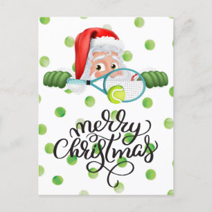Tennis  Merry Christmas with Santa Claus   Postcard