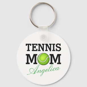 Tennis Mom Personalized Name Keychain