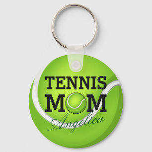 Tennis Mom Personalized Name Keychain