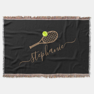 Tennis Monogram Personalized Name Throw Blanket
