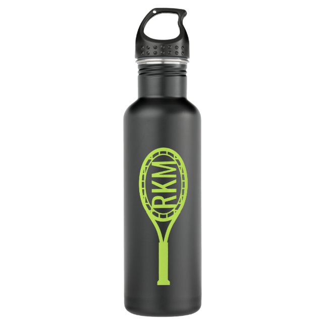 Tennis Monogram Yellow Black Personalized 710 Ml Water Bottle (Front)