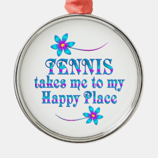 Tennis My Happy Place Metal Ornament