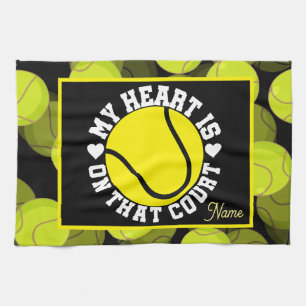 Tennis MY HEART goes on that court  Kitchen Towel
