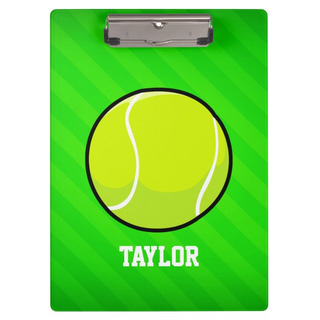 Tennis; Neon Green Stripes Clipboard (Front)