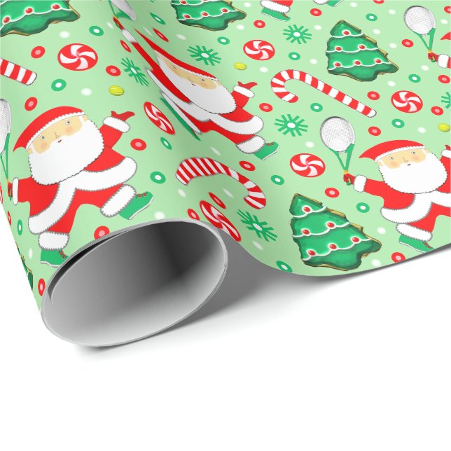 Tennis Noël Vacances Papier cadeau enveloppant (Coin rond)