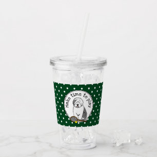 Tennis Old English Sheepdog (Grey 1) Dog Cute Acrylic Tumbler