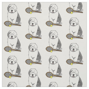 Tennis Old English Sheepdog (Grey 1) Dog Cute Fabric