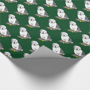 Tennis Old English Sheepdog (Grey 1) Dog Cute Wrapping Paper