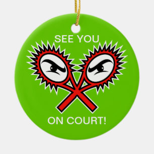 Tennis ornaments for Christmas with funny text