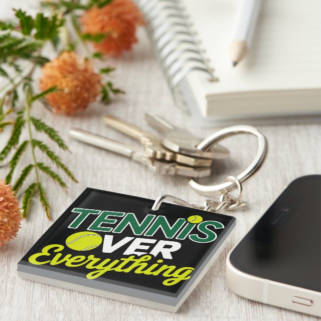 Tennis Over Everything - Design Tennis Graphics Keychain (Front Right)