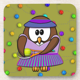 tennis owl - girl coaster