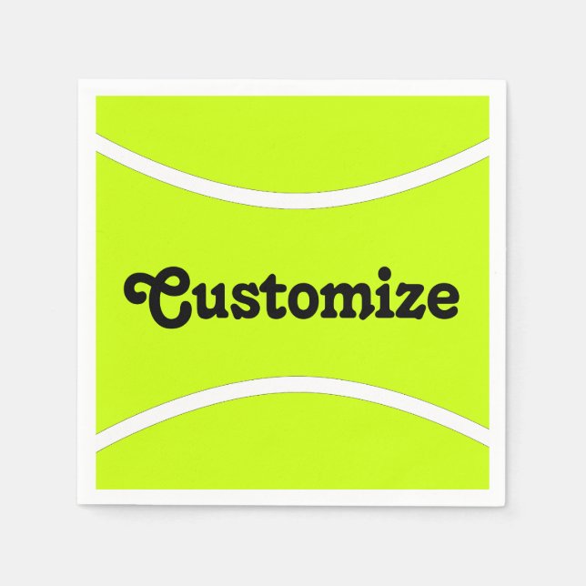 Tennis Party/Banquet Custom Text Cocktail Napkins (Front)