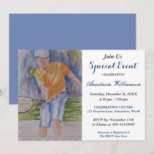 TENNIS PARTY EVENT INVITE (Front/Back)