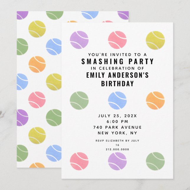 Tennis Party Invitation (Front/Back)