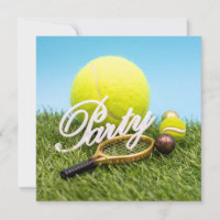 Tennis Party invitation racket and tennis ball