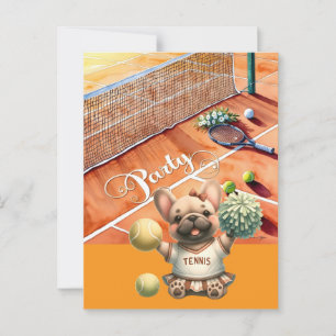 Tennis Party Invitation with player on the court Postcard