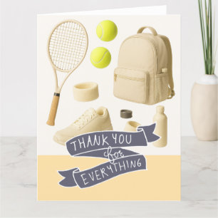 Tennis pastel aquarelle Carte de remerciements pli