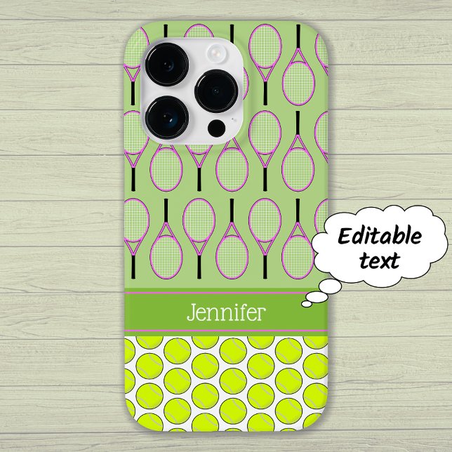 Tennis pattern custom name pink green Case-Mate iPhone case (Creator Uploaded)